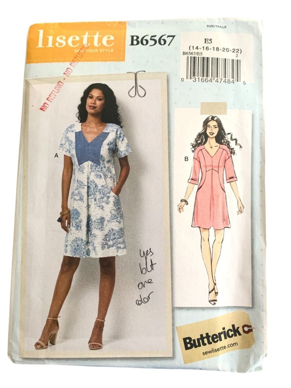 Butterick B6567 Pattern Misses Knit Semi Fitted Dress Pullover Uncut Size 14-22